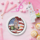 Amerikaans meisje papieren bordje (Feest)