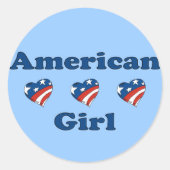Amerikaans meisje ronde sticker (Voorkant)