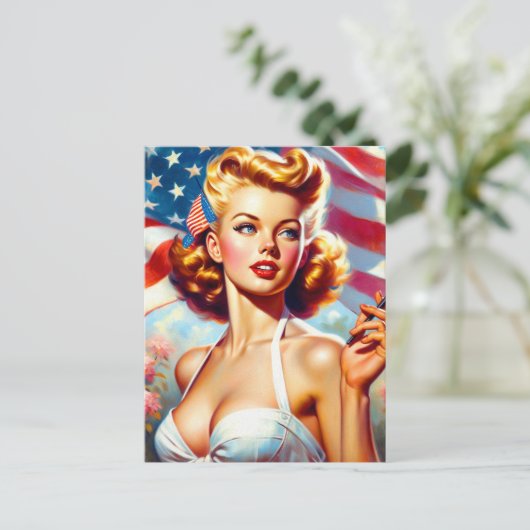  Amerikaans Meisje Schilderen Briefkaart (Staand voorkant)