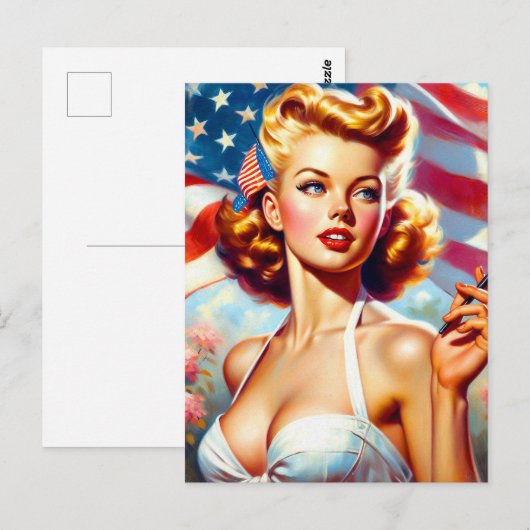  Amerikaans Meisje Schilderen Briefkaart (Voorkant / Achterkant)