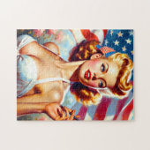  Amerikaans Meisje Schilderen Legpuzzel (Horizontaal)