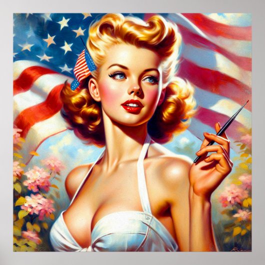  Amerikaans Meisje Schilderen Poster (Voorkant)