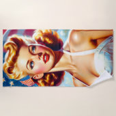  Amerikaans Meisje Schilderen Strandlaken (Voorkant)