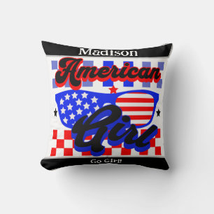 Amerikaans meisje. Sterren en Stripes. Zonnebril. Kussen