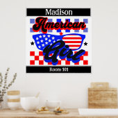 Amerikaans meisje. Sterren en Stripes. Zonnebril.  Poster (Keuken)