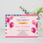 Amerikaans meisje verjaardag thema uitnodiging (Staand voorkant)