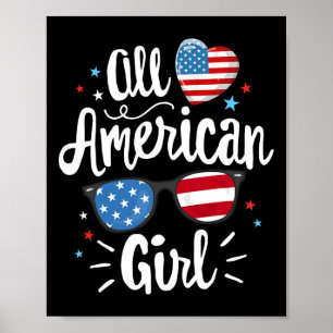 Amerikaans Meisje Vrouwen Amerikaanse Vlag 4th van Poster