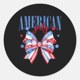 Amerikaans Meisjesachtig Schattig Coquette Strik 4 Ronde Sticker