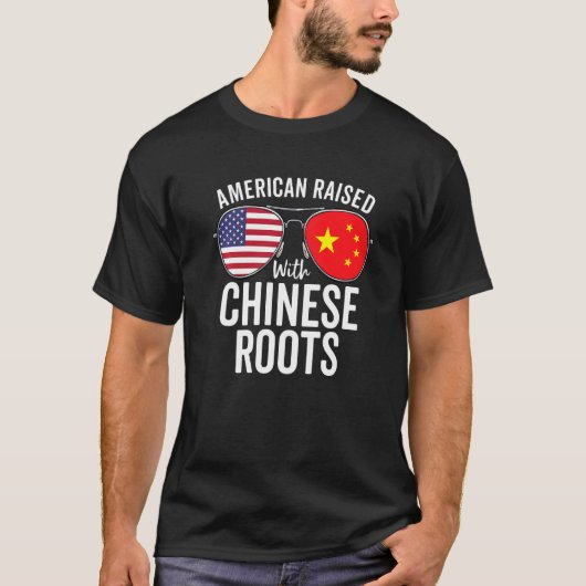 Amerikaans met Chinese wortels VS China vlag T-shirt (Voorkant)