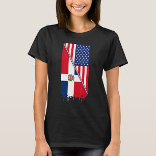 Amerikaans met een dominicaanse vlag t-shirt