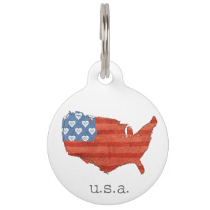 Amerikaans   Mijn hart ligt op de Amerikaanse kaar Huisdierpenning