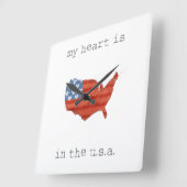 Amerikaans | Mijn hart ligt op de Amerikaanse kaar Vierkante Klok (Hoek)