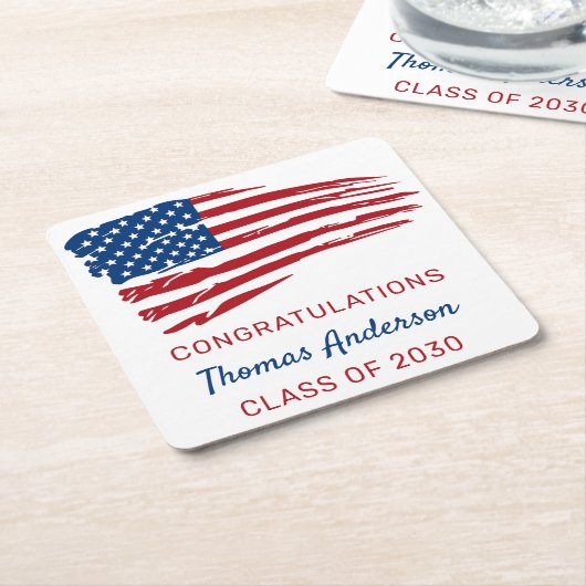 Amerikaans militair Afstuderen van het vlaggenstaa Kartonnen Onderzetters (Schuin)