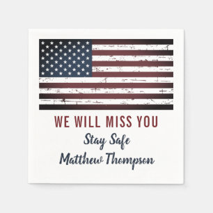  Amerikaans militair soldaat met vlag die weggaat Servet