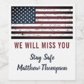 Amerikaans militair soldaat met vlaggen die weggaa wijn etiket (Enkel label)