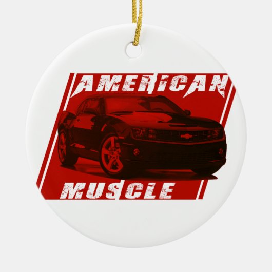 Amerikaans Musculair Rode Camaro Keramisch Ornament (Voorkant)