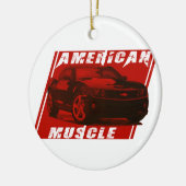 Amerikaans Musculair Rode Camaro Keramisch Ornament (Links)