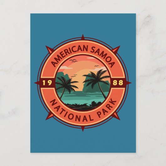 Amerikaans nationaal park Retro Compass Embleem Briefkaart (Voorkant)
