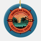 Amerikaans nationaal park Retro Compass Embleem Keramisch Ornament (Achterkant)