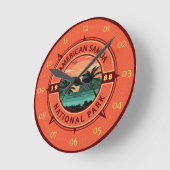 Amerikaans nationaal park Retro Compass Embleem Ronde Klok (Hoek)