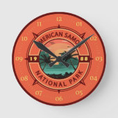Amerikaans nationaal park Retro Compass Embleem Ronde Klok (Voorkant)