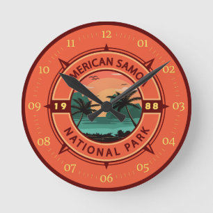 Amerikaans nationaal park Retro Compass Embleem Ronde Klok