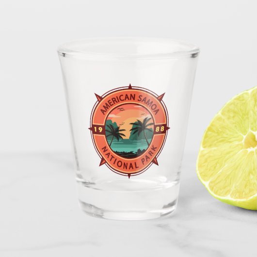 Amerikaans nationaal park Retro Compass Embleem Shot Glas (Voorkant)