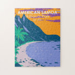 Amerikaans nationaal park Samoa - strand Legpuzzel<br><div class="desc">Amerikaanse Samoa-vectorillustraties in een raamstijlontwerp. Het park werd in 1988 opgericht en is een tropisch domein van regenwoud en koraalrif op de zuidelijk centrale eilanden in de Stille Oceaan van het Amerikaanse grondgebied van Samoa.</div>