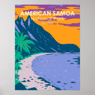 Amerikaans nationaal park Samoa - strand Poster