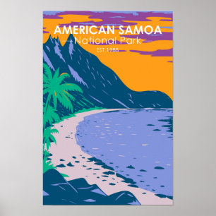 Amerikaans nationaal park Samoa - strand Poster