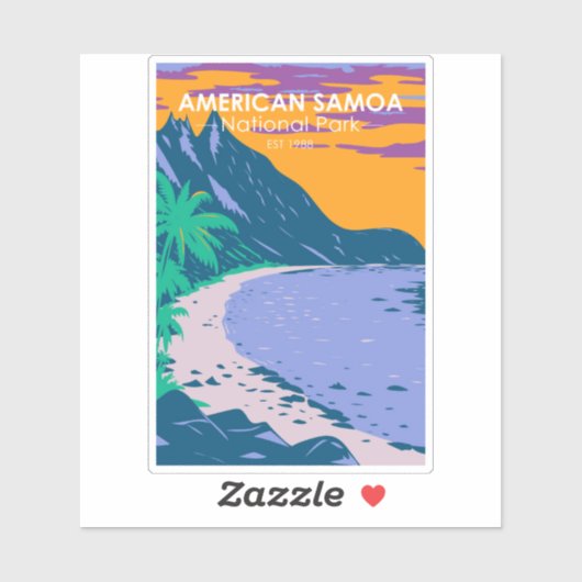 Amerikaans nationaal park Samoa - strand Sticker (Vel)