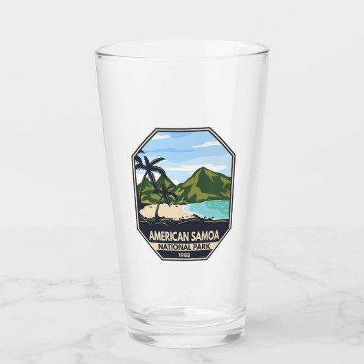 Amerikaans nationaal park van Samoa Retro Emblem Glas (Voorkant)