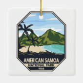Amerikaans nationaal park van Samoa Retro Emblem Keramisch Ornament (Achterkant)