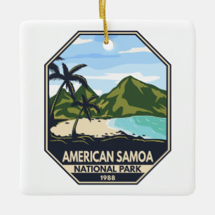 Amerikaans nationaal park van Samoa Retro Emblem Keramisch Ornament