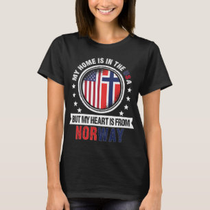 Amerikaans Noors Vlag Heart uit Noorwegen Patriot T-shirt
