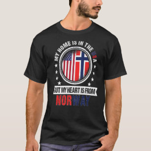 Amerikaans Noors Vlag Heart uit Noorwegen T-shirt