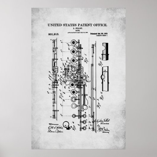 Amerikaans octrooi - Fluit Poster (Voorkant)