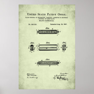 Amerikaans octrooi - Harmonica Poster