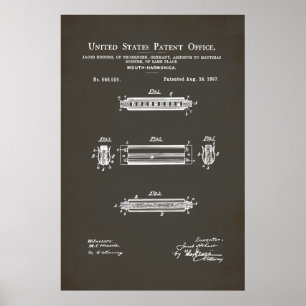 Amerikaans octrooi - Mondharmonica Poster