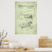 Amerikaans octrooi - Tuba Poster (Keuken)