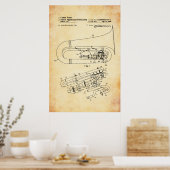 Amerikaans octrooi - Tuba Poster (Keuken)