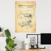 Amerikaans octrooi - Tuba Poster (Thuiskantoor)