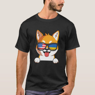 Amerikaans-Oekraïense sjiiba Inu Dog Oekraïne Vlag T-shirt