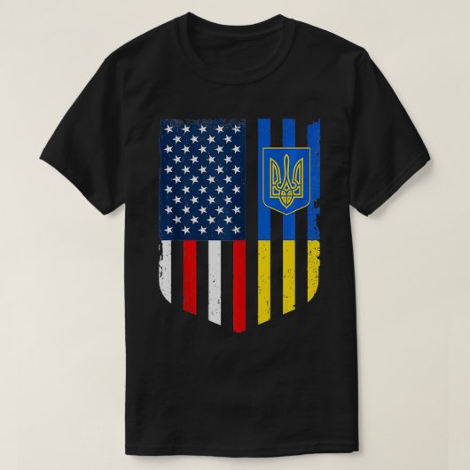 Amerikaans-Oekraïense vlag Verenigde Staten T-shirt (Design voorkant)