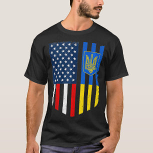 Amerikaans-Oekraïense vlag Verenigde Staten T-shirt