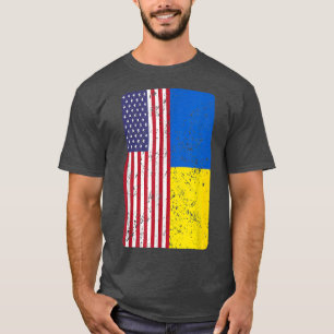 Amerikaans-Oekraïense vlag Verenigde Staten T-shirt