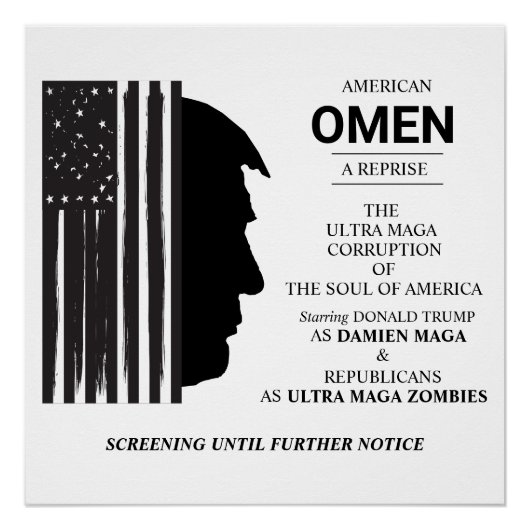 Amerikaans Omen in het zwart Perfect Poster (Voorkant)