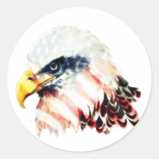 Amerikaans ontwerp van de Amerikaanse vlag Bald Ea Ronde Sticker (Voorkant)