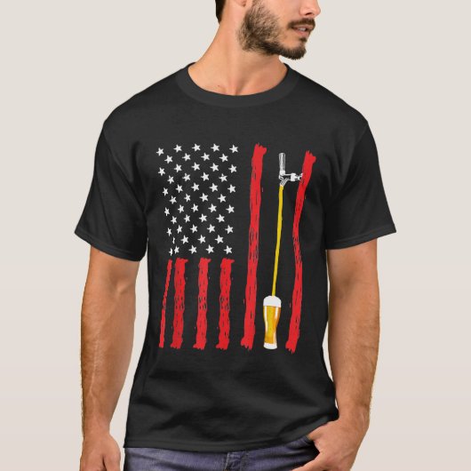 Amerikaans ontwerp van de brouwerij van de vlag t-shirt (Voorkant)