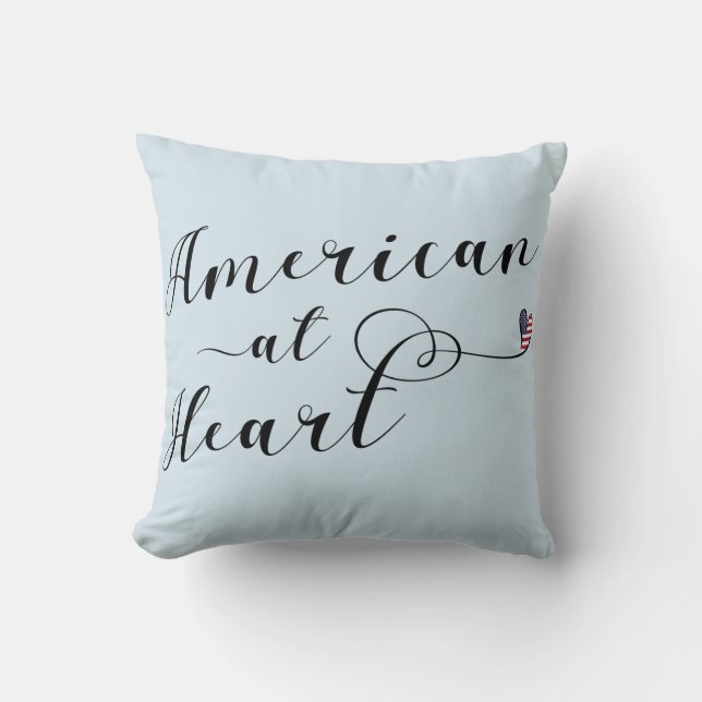 Amerikaans op Heart Throw Cushion, VS Kussen (Voorkant)